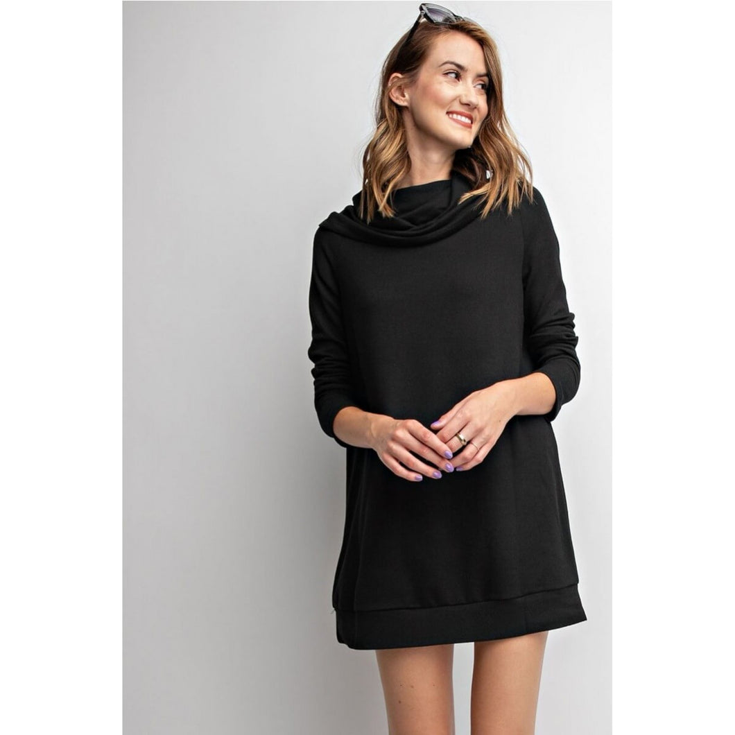 Off Shoulder Cowl Tunic Dress in Black Tops June Adel   