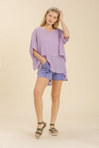 Umgee Lightweight Layered Tunic in Lavender Tops Umgee   