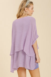 Umgee Lightweight Layered Tunic in Lavender Tops Umgee   