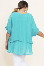 Load image into Gallery viewer, Umgee Lightweight Layered Tunic in Jade Tops Umgee   
