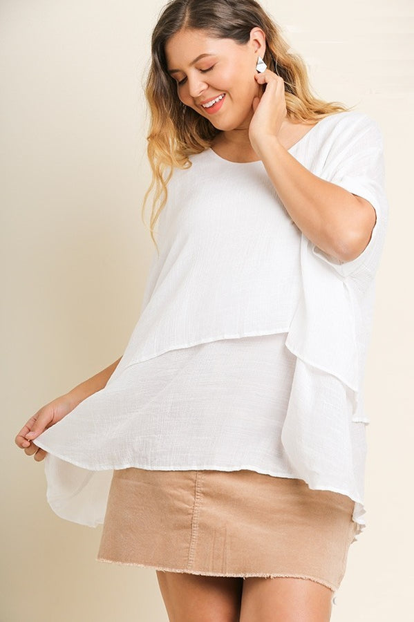 Umgee Lightweight Layered Tunic in Off White ON ORDER Tops Umgee   