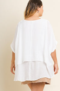 Umgee Lightweight Layered Tunic in Off White Tops Umgee   