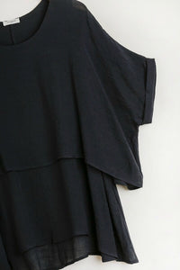 Umgee Lightweight Layered Tunic in Black Tops Umgee   