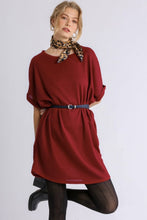 Load image into Gallery viewer, Umgee Short Waffle Knit  Dress in Jester Red Dress Umgee   
