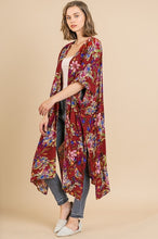 Load image into Gallery viewer, Umgee Wine Peacock Floral Print Long Kimono FINAL SALE Kimonos Umgee   
