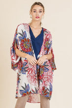 Load image into Gallery viewer, Umgee Blue and Red Floral Kimono Casual Kimonos Umgee   
