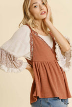 Load image into Gallery viewer, Umgee Sleeveless Top with Crochet Details in Clay Shirts &amp; Tops Umgee   
