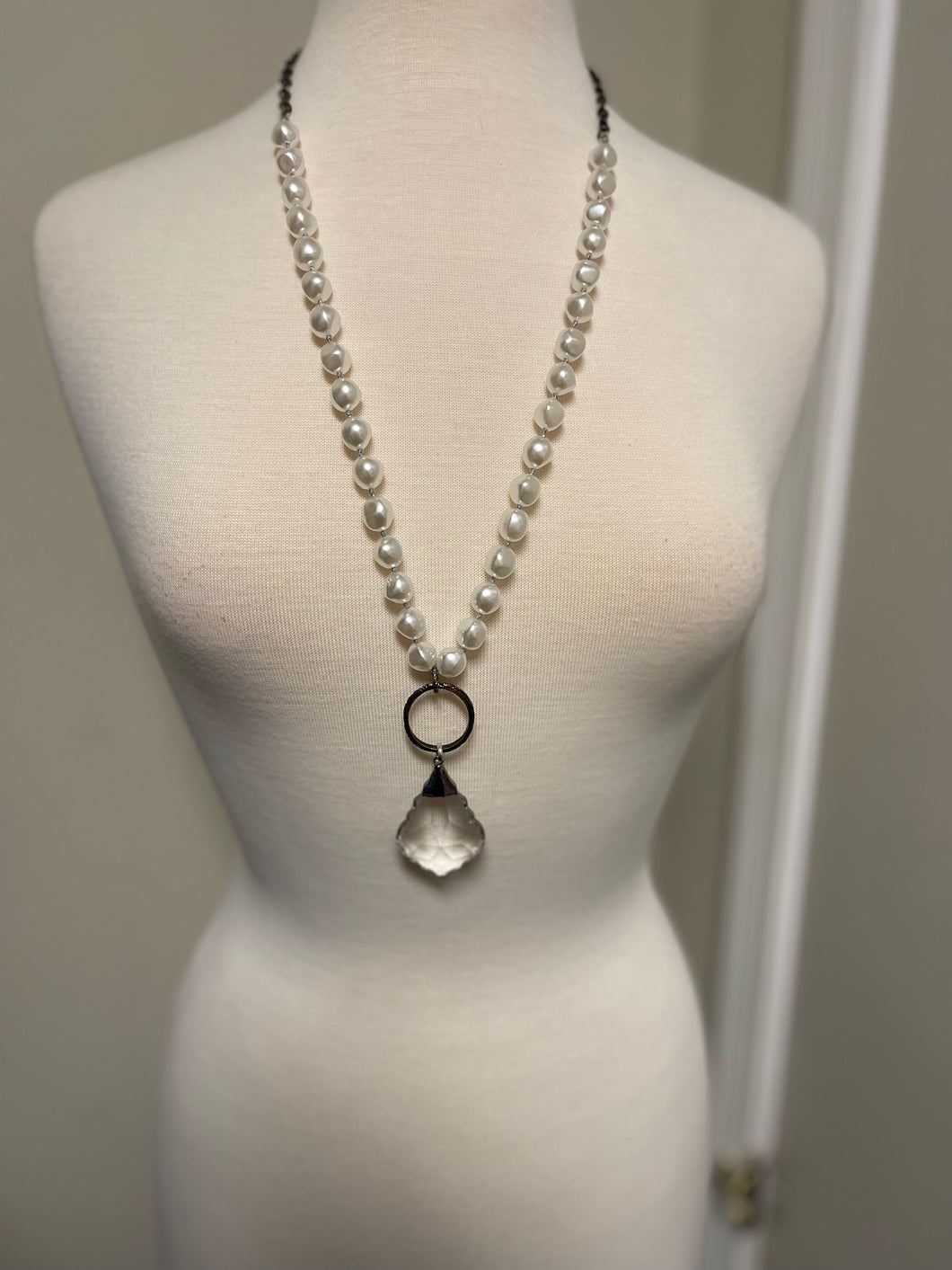 Knotted Pearl and Chain with Pendant Necklace  Lost & Found Trading Co.   