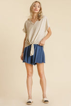 Load image into Gallery viewer, Umgee Linen Blend Top with Front Tie in Oatmeal Top Umgee   
