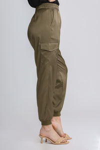Umgee Cargo Jogger Pants in Olive Pants Umgee   