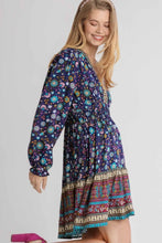 Load image into Gallery viewer, Umgee Floral Print Dress in Sapphire Mix  Umgee   

