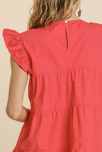 Load image into Gallery viewer, Umgee Tiered Dress with Ruffled Short Sleeves in Watermelon FINAL SALE Dresses Umgee   
