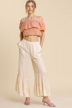 Load image into Gallery viewer, Umgee Matte Charmeuse Wide Leg Ruffle Pants in Sand Pants Umgee   

