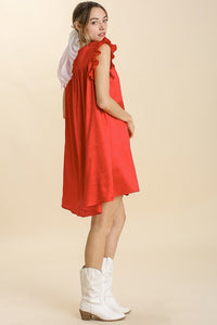 Umgee Satin Jacquard Animal Print Dress in Poppy Red FINAL SALE Dresses Umgee   