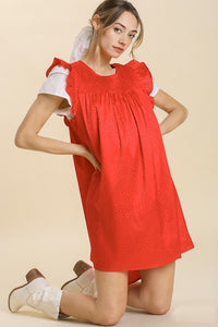 Umgee Satin Jacquard Animal Print Dress in Poppy Red FINAL SALE Dresses Umgee   