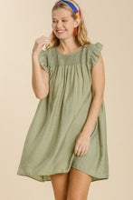 Load image into Gallery viewer, Umgee Smocked Yoke Dress in Light Olive Dresses Umgee   

