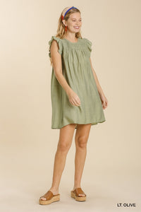 Umgee Smocked Yoke Dress in Light Olive Dresses Umgee   
