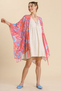Umgee Paisley Print Kimono in Pink Mix FINAL SALE Kimonos Umgee   