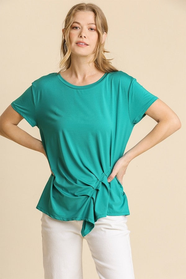 Umgee Top with Pleated Front in Jade Shirts & Tops Umgee   