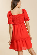 Load image into Gallery viewer, Umgee Tomato Red Waffle Texture Dress with Smocking Dresses Umgee   
