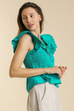 Load image into Gallery viewer, Umgee Smocked Poplin Top in Jade-FINAL SALE Shirts &amp; Tops Umgee   
