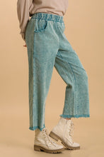 Load image into Gallery viewer, Umgee Stone Washed Cropped Frayed Pants in Emerald Green Pants Umgee   
