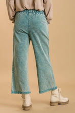 Load image into Gallery viewer, Umgee Stone Washed Cropped Frayed Pants in Emerald Green Pants Umgee   
