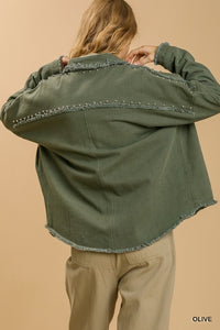 Umgee Studded Jacket in Olive Coats & Jackets Umgee   