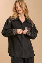 Load image into Gallery viewer, Umgee Black Shacket with Sequin Details Coats &amp; Jackets Umgee   
