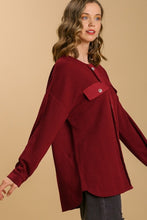 Load image into Gallery viewer, Umgee Shacket with Round Neckline in Wine Coats &amp; Jackets Umgee   

