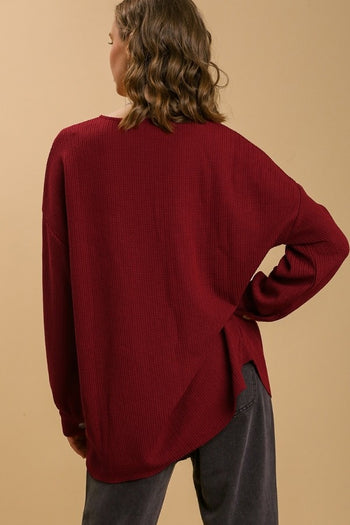 Umgee Shacket with Round Neckline in Wine FINAL SALE Coats & Jackets Umgee   