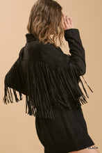 Load image into Gallery viewer, Umgee Fringe Crop Jacket in Black Coats &amp; Jackets Umgee   
