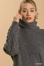 Load image into Gallery viewer, Umgee Turtle Neck Long Sleeve Pullover Sweater in Charcoal-FINAL SALE Sweaters Umgee   
