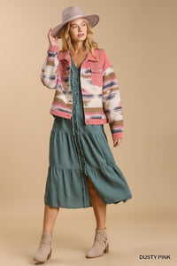 Umgee Vintage Pattern Jacket in Dusty Pink Coats & Jackets Umgee   