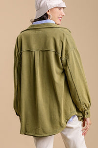Umgee Shacket in Army Green Coats & Jackets Umgee   