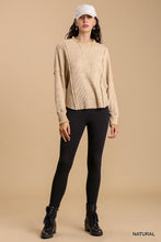 Load image into Gallery viewer, Umgee Waffle Knit Top with Exposed Seam Details in Natural Top Umgee   
