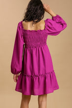Load image into Gallery viewer, Umgee Smocked Puff Sleeve Dress in Magenta Dresses Umgee   
