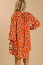 Load image into Gallery viewer, Umgee Metallic Floral Print Dress in Burnt Orange Dresses Umgee   
