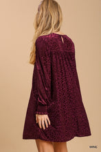 Load image into Gallery viewer, Umgee Velvet Animal Print Dress in Wine Dress Umgee   
