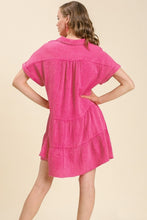 Load image into Gallery viewer, Umgee Tiered Mineral Washed Dress in Hot Pink Dress Umgee   
