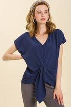 Load image into Gallery viewer, Umgee V-Neck Front Twist Top in Navy Top Umgee   
