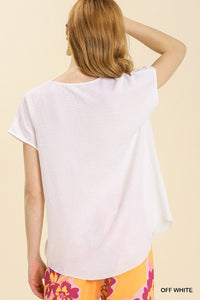 Umgee V-Neck Front Twist Top in Off White Top Umgee   