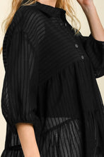 Load image into Gallery viewer, Umgee Sheer Collared Button Down Tunic Dress in Black Top Umgee   
