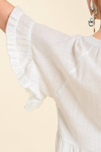 Load image into Gallery viewer, Split Neck Tiered High Low Hem Top in Off White Top Umgee   

