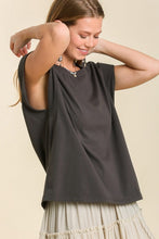 Load image into Gallery viewer, Umgee Oversize Crew Neck Knit Top with Baby Ribbed Contrast Shoulder in Ash Top Umgee   
