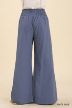 Load image into Gallery viewer, Umgee Linen Blend Wide Pants with Smocked Waistband in Slate Blue Pants Umgee   
