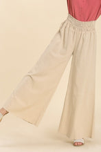 Load image into Gallery viewer, Umgee Linen Blend Wide Pants with Smocked Waistband in Tan Pants Umgee   
