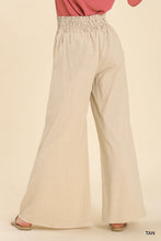 Load image into Gallery viewer, Umgee Linen Blend Wide Pants with Smocked Waistband in Tan Pants Umgee   
