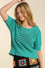 Load image into Gallery viewer, Umgee Short Crochet Top in Emerald Top Umgee   
