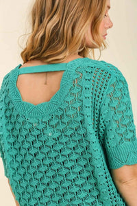 Umgee Short Crochet Top in Emerald Top Umgee   